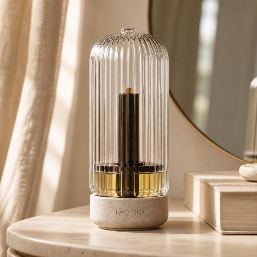Taveiro Glass Tide Waterless Nebulizing Diffuser in a home
